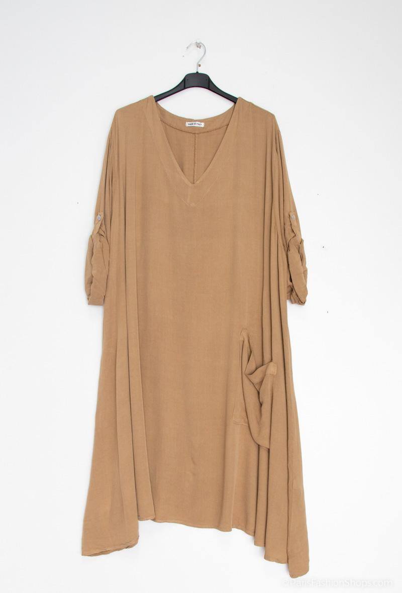 Oversize tencel dress with one pocket - Stora Storlekar