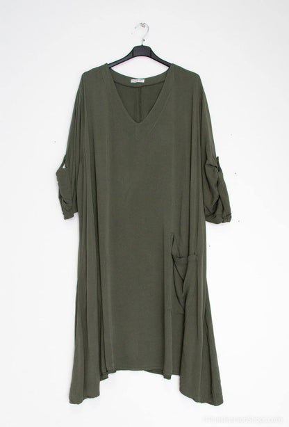 Oversize tencel dress with one pocket - Stora Storlekar