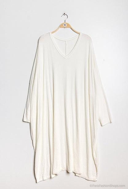 Soft V-neck oversized sweater dress - Plus Size