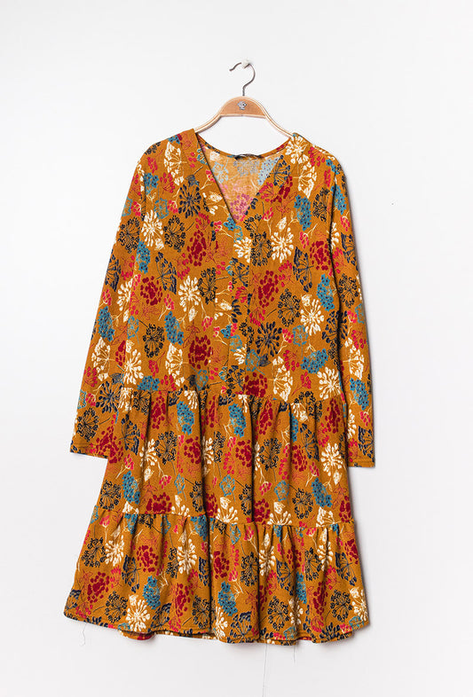 Flower print dress - Stora Storlekar