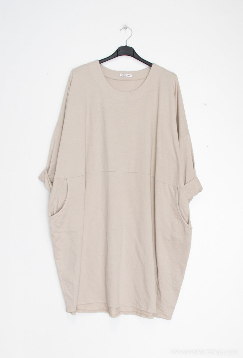 Sweatshirt dress with 2 pockets - Stora Storlekar