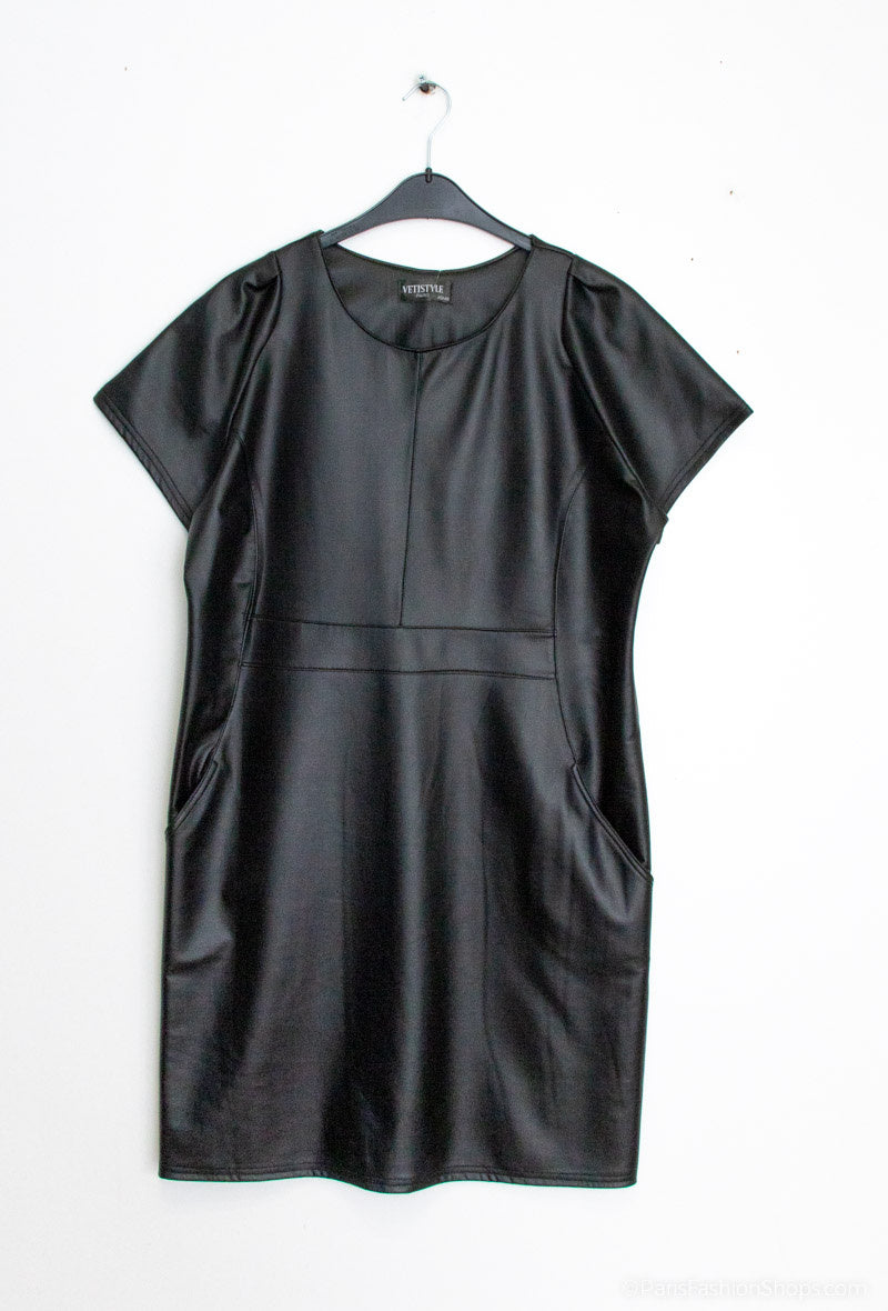 Faux leather dresses - Stora Storlekar