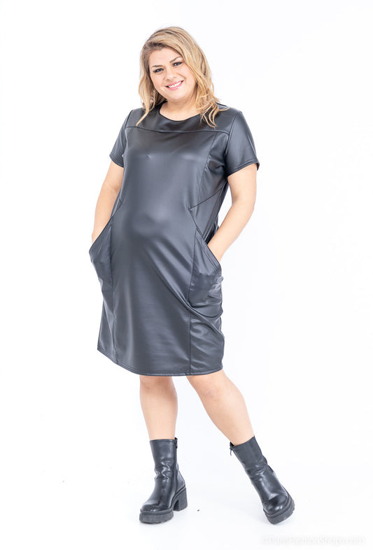 Faux leather dresses - Stora Storlekar