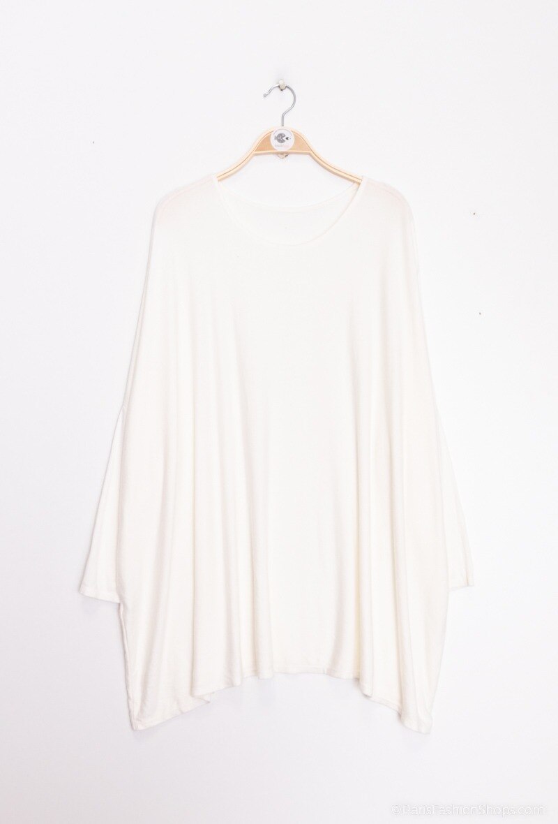 Soft round-neck oversized sweater/tunic - Stora Storlekar