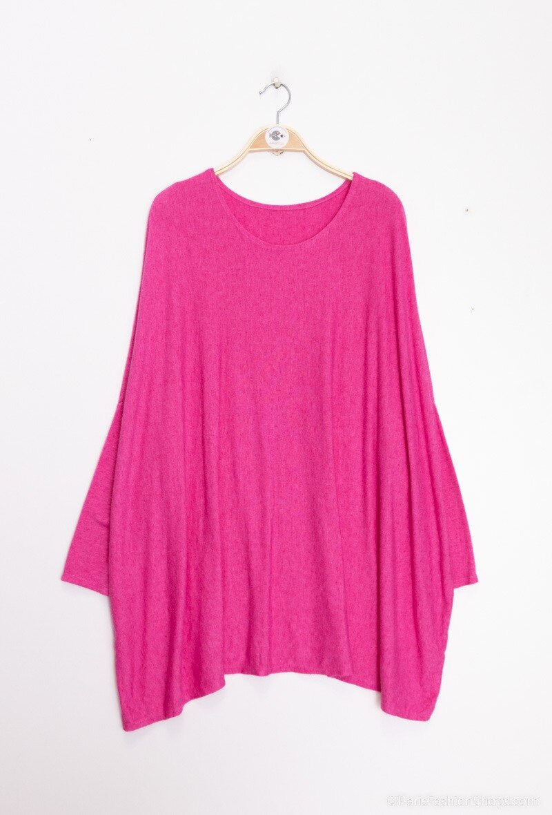 Soft round-neck oversized sweater/tunic - Stora Storlekar