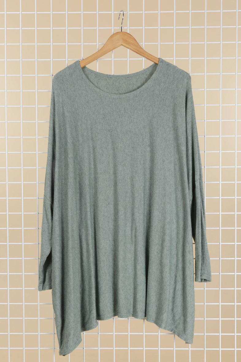 Soft round-neck oversized sweater/tunic - Stora Storlekar