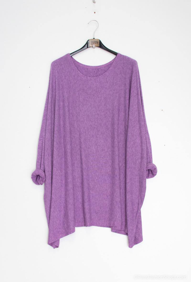 Soft round-neck oversized sweater/tunic - Stora Storlekar