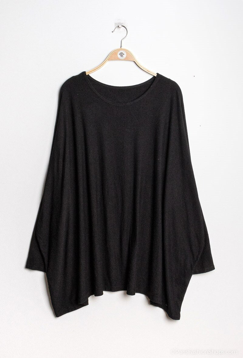 Soft round-neck oversized sweater/tunic - Stora Storlekar